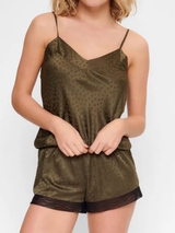 LingaDore Night Satin Stars vert olive shortama