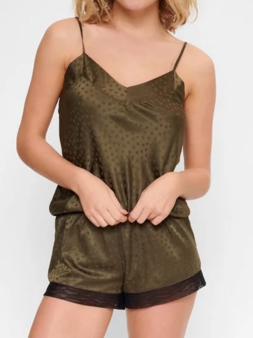 LingaDore Night Satin Stars vert olive shortama