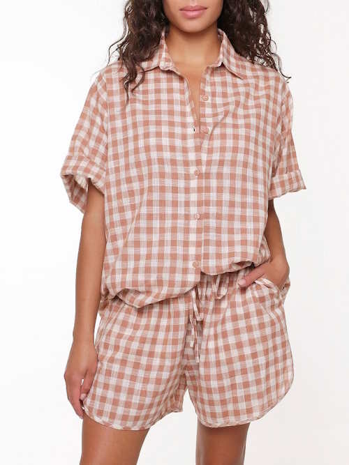 LingaDore Night  Hot summer nights marron/print shortama