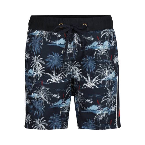 L'île Palmiers bleu marine/print maillot de bain pour homme