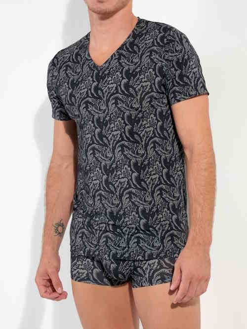 HOM Himeros noir/print shirt