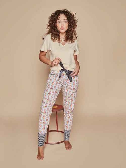 Charlie Choe Retro nights bleu/print pantalon de pyjama