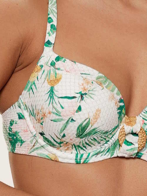Plage de LingaDore Tropical Botanic blanc/print haut de bikini préformé