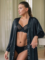 Guy de France Embroidery noir soutien-gorge sans forme