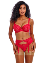 Freya Loveland rouge jarretelles garter belt
