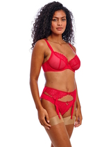 Freya Loveland rouge jarretelles garter belt