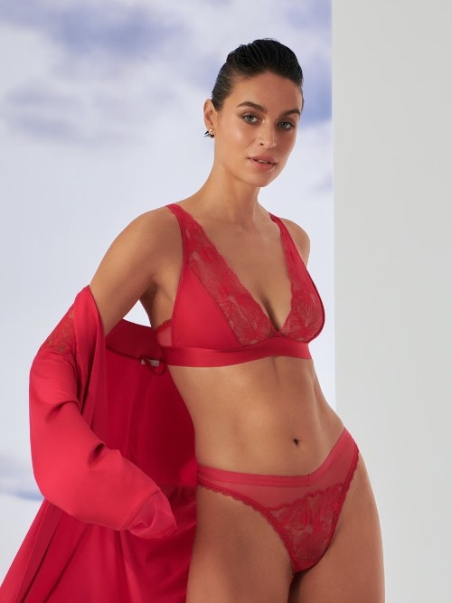 Lisca Sympathy rouge soutien-gorge sans armatures en dentelle