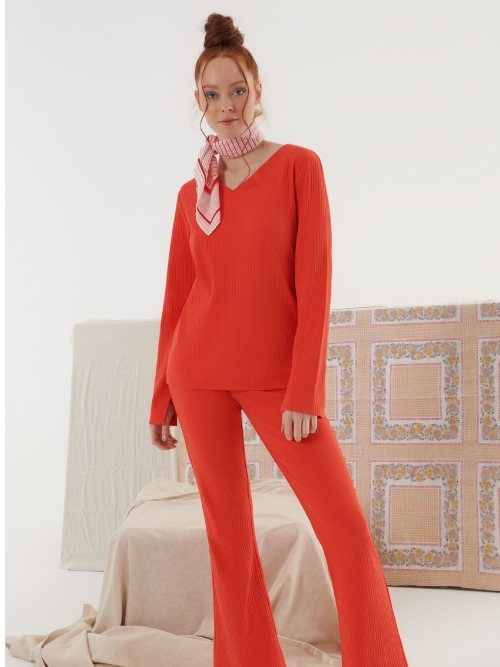 Lisca Lucky orange pantalon de pyjama