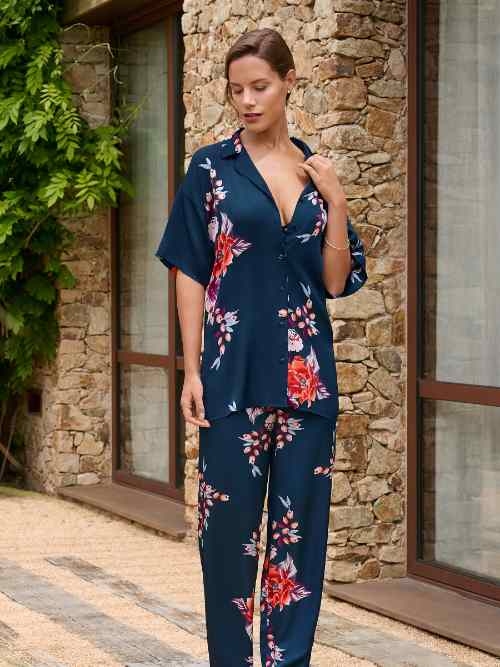 Lisca Amaryllis bleu marine chemise de pyjama
