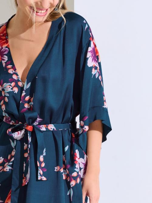 Lisca Amaryllis bleu marine kimono
