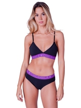 Chicamala Solid noir/violet soutien-gorge sans forme