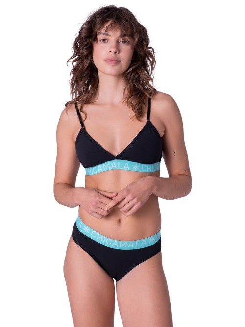 Chicamala Solid noir/vert soutien-gorge sans forme