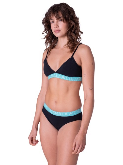 Chicamala Solid noir/vert soutien-gorge sans forme