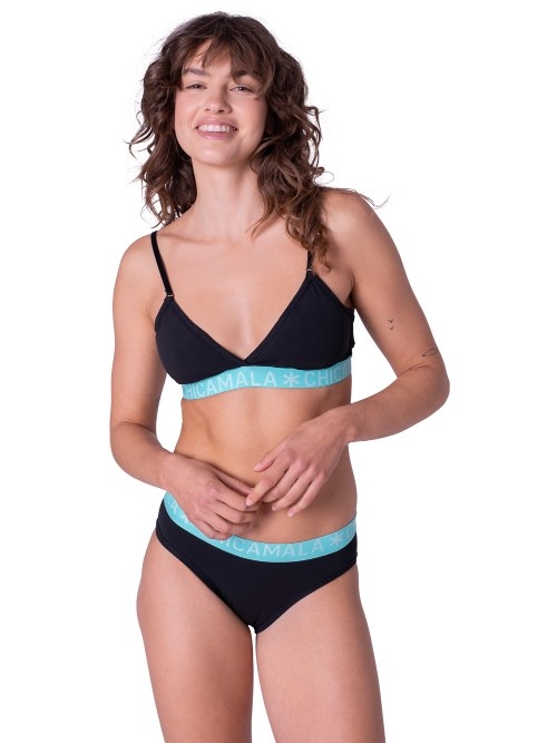 Chicamala Solid noir/vert soutien-gorge sans forme