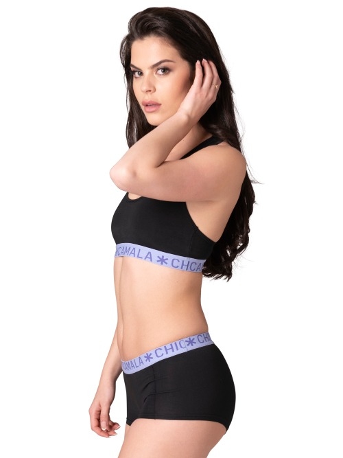 Chicamala Solid noir/violet soutien-gorge sans forme