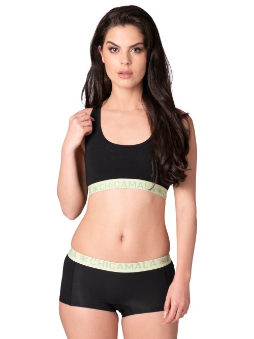 Chicamala Solid noir/vert soutien-gorge sans forme