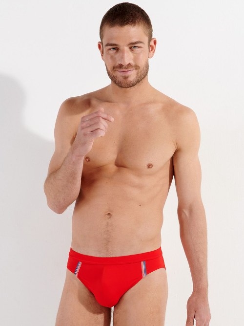 HOM Swimwear Nautical Cup rouge slip de bain