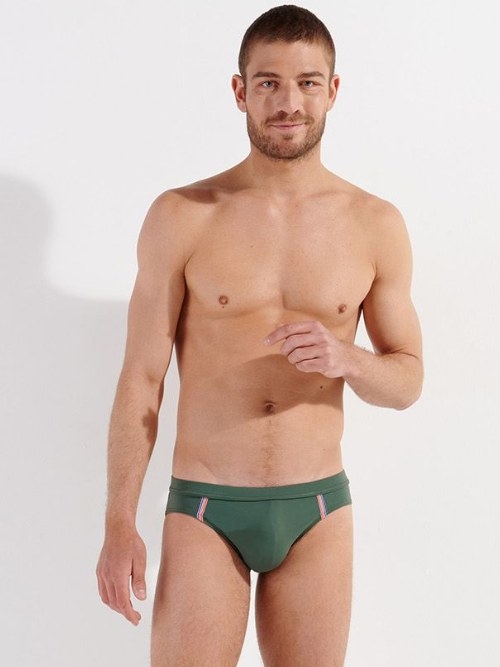 HOM Swimwear Nautical Cup kaki slip de bain