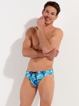 HOM Swimwear Tartane bleu slip de bain