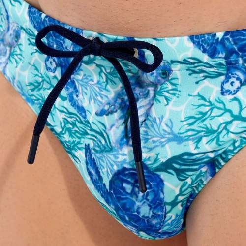 HOM Swimwear Tartane bleu slip de bain