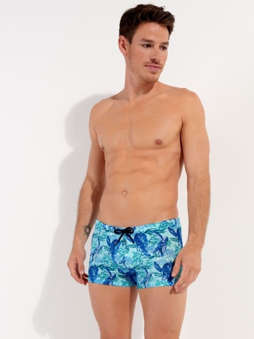 HOM Swimwear Tartane bleu boxeur nageur