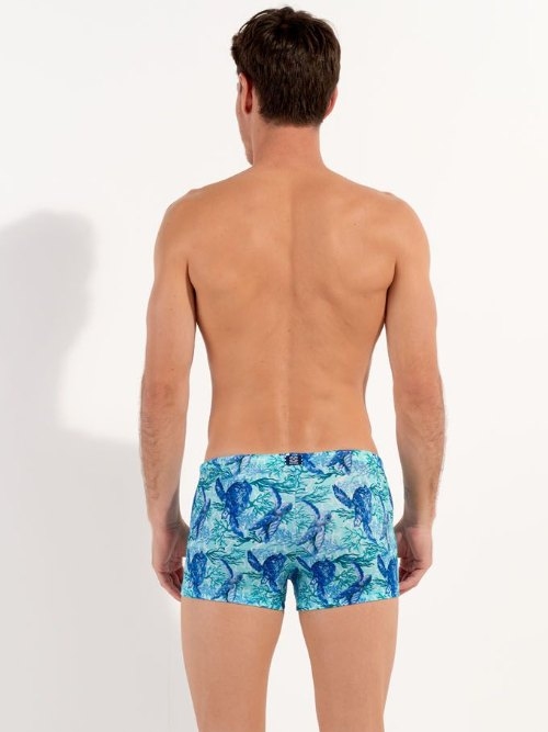 HOM Swimwear Tartane bleu boxeur nageur