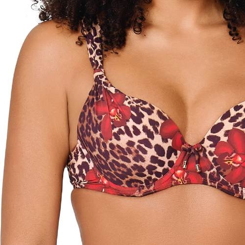 Plage de LingaDore Leopard Flower rouge haut de bikini préformé