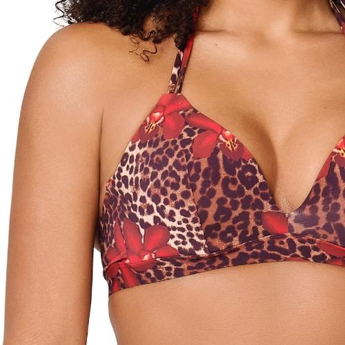Plage de LingaDore Leopard Flower rouge haut de bikini préformé