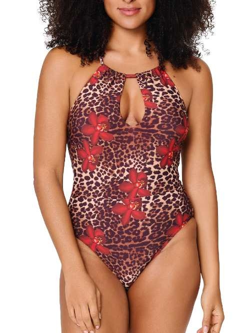 Plage de LingaDore Leopard Flower rouge maillot de bain