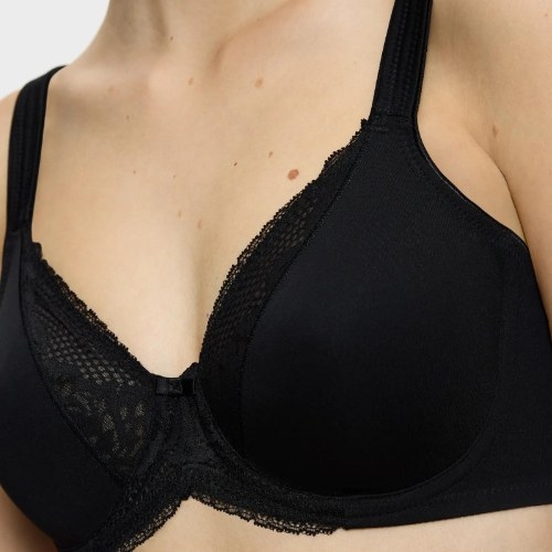 Triomphe Modern Lace+Cotton noir soutien-gorge rembourré