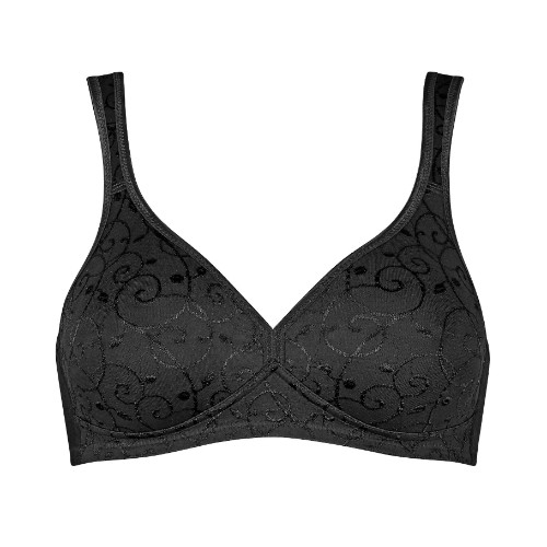 Triomphe Elegant Cotton noir soutien-gorge sans armatures en dentelle