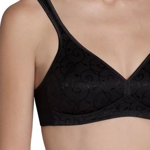 Triomphe Elegant Cotton noir soutien-gorge sans armatures en dentelle
