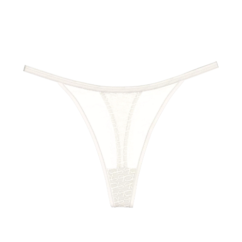 Triomphe Signature Sheer blanc cassé culotte string