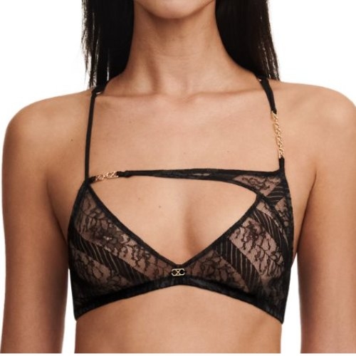 Chantelle Slash noir soutien-gorge sans armatures en dentelle