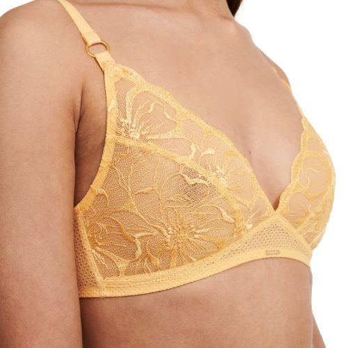 Chantelle Fleurs jaune soutien-gorge sans armatures en dentelle