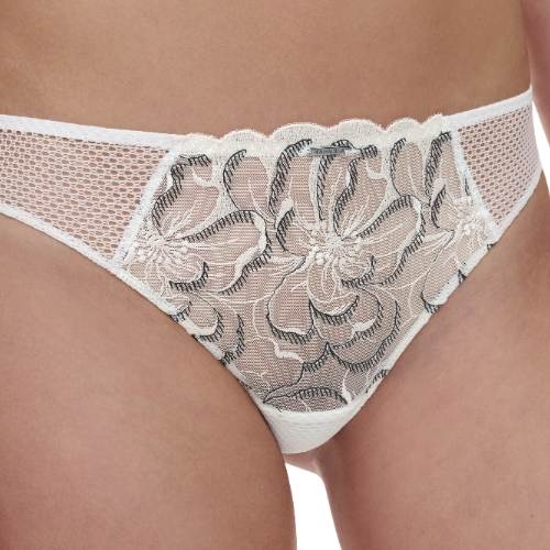 Chantelle Fleurs blanc/noir slip brésilien