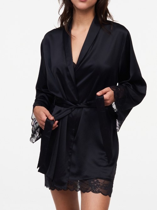 Chantelle Midnight Flowers noir kimono