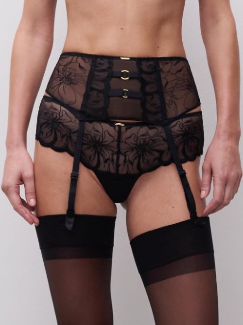 Chantelle Fleurs noir jarretelles garter belt