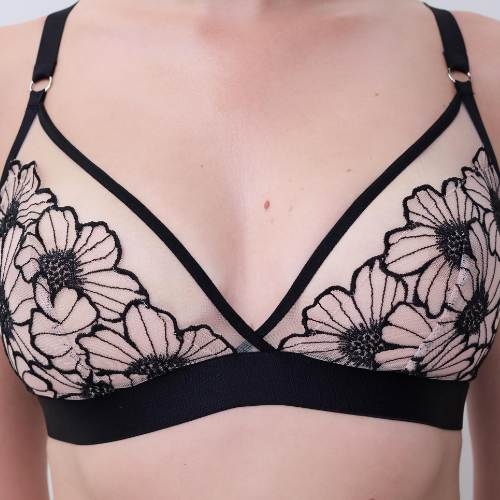 Chantelle Lush noir/rose soutien-gorge sans armatures en dentelle