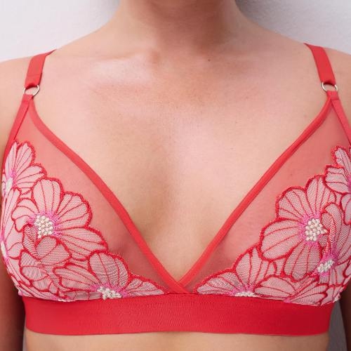Chantelle Lush rouge soutien-gorge sans armatures en dentelle