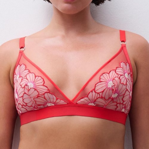 Chantelle Lush rouge soutien-gorge sans armatures en dentelle