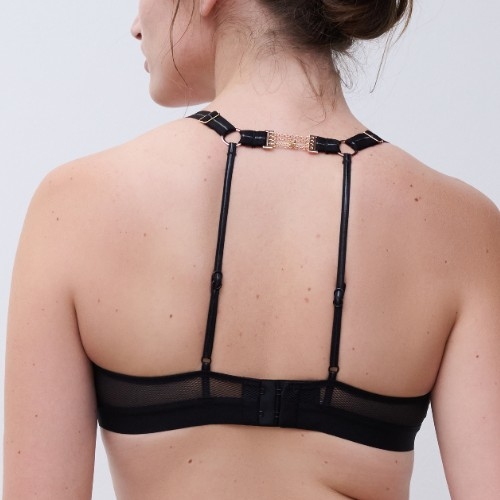 Chantelle Reptilia noir soutien-gorge sans armatures en dentelle