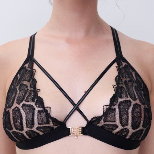 Chantelle Reptilia noir soutien-gorge sans armatures en dentelle
