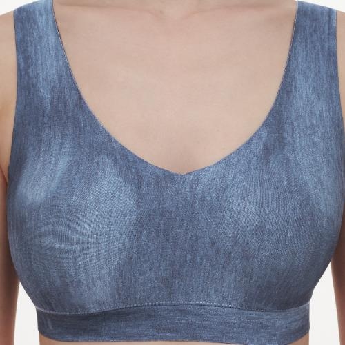 Chantelle SoftStretch jeans bleu soutien-gorge sans armatures en dentelle