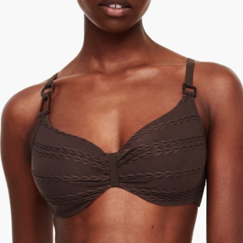 Chantelle Maillots de Bain Texture marron haut de bikini préformé