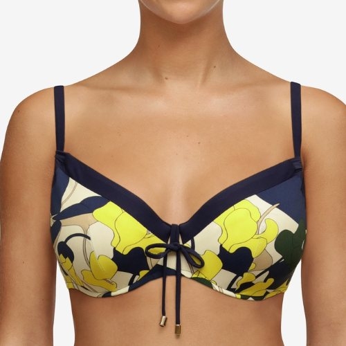 Chantelle Maillots de Bain Flowers bleu haut de bikini préformé
