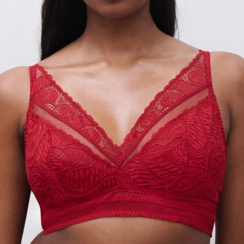 Chantelle Amor scarlet red soutien-gorge sans armatures en dentelle