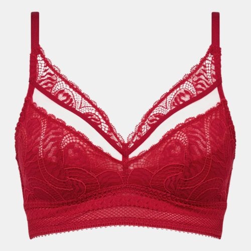 Chantelle Amor scarlet red soutien-gorge sans armatures en dentelle