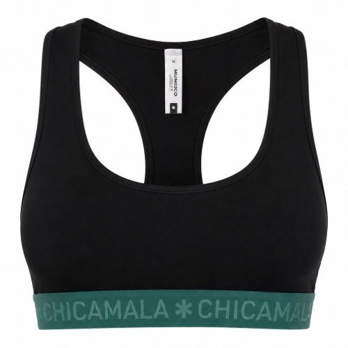 Chicamala Solid noir/vert soutien-gorge sans armatures en dentelle
