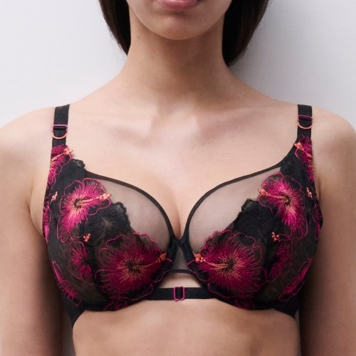 Chantelle Pulp Daydream noir/rouge soutien-gorge sans forme
